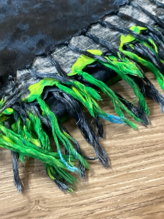 Ingear Y2K Sheer Fringe Open Front Jacket – Black & Neon Green Floral – Size M - Picture 4 of 7